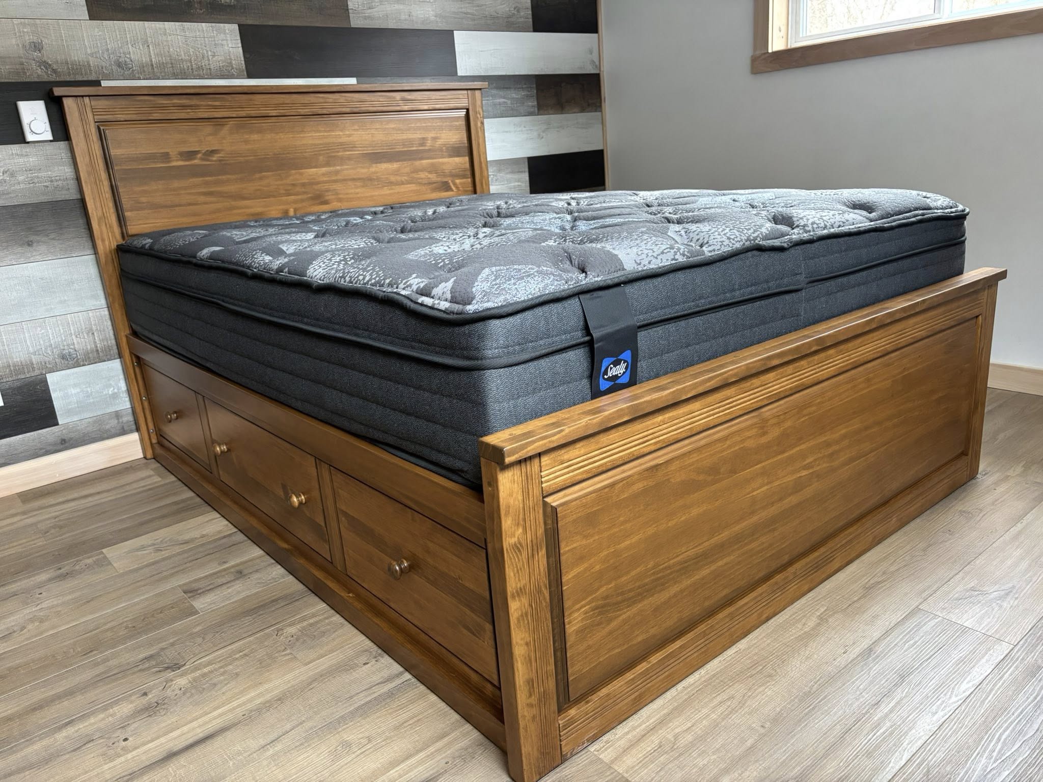 Solid wood bed frame